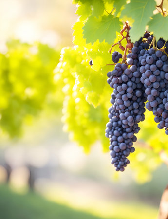 Vinegrapes closeup. AI generated illustrationの素材