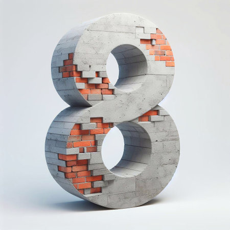 8 digit shape created from concrete and briks. AI generated illustrationの素材