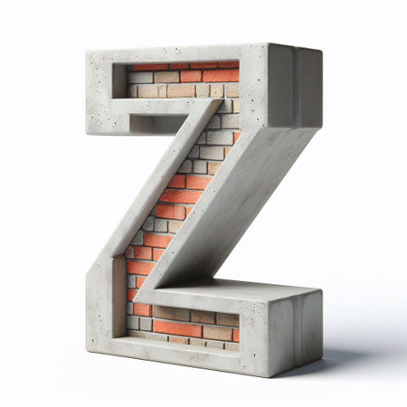 Z letter shape created from concrete and briks. AI generated illustrationの素材