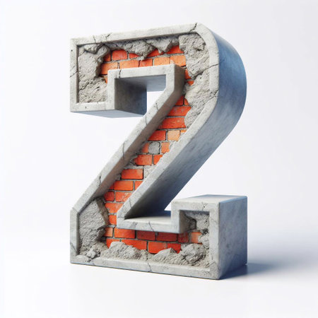 Z letter shape created from concrete and briks. AI generated illustrationの素材