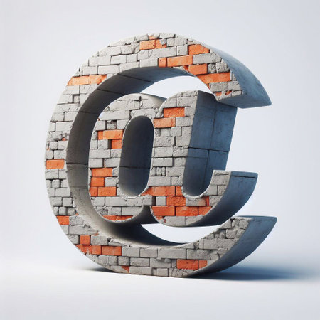 E-mail mark shape created from concrete and briks. AI generated illustrationの素材