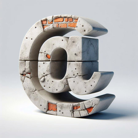 E-mail mark shape created from concrete and briks. AI generated illustrationの素材