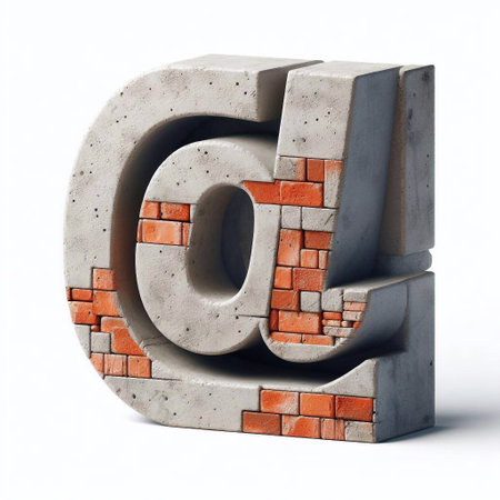 E-mail mark shape created from concrete and briks. AI generated illustrationの素材