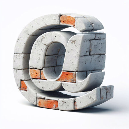 E-mail mark shape created from concrete and briks. AI generated illustrationの素材