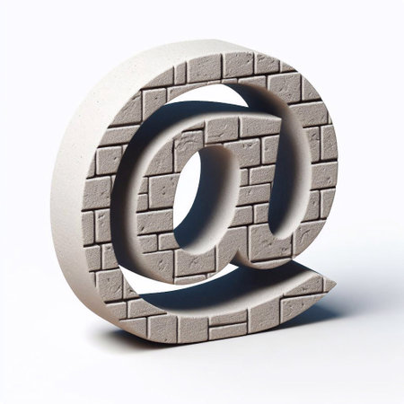 E-mail mark shape created from concrete and briks. AI generated illustrationの素材