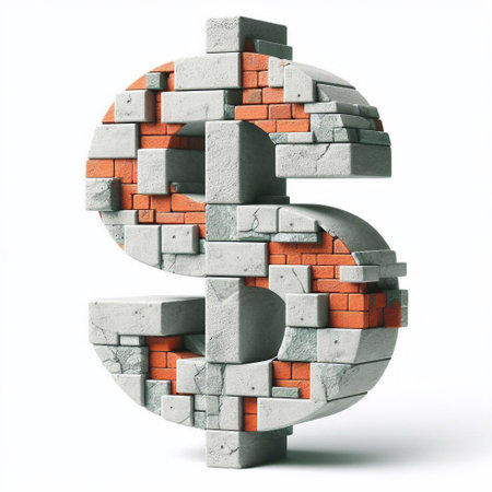Dollar mark shape created from concrete and briks. AI generated illustrationの素材