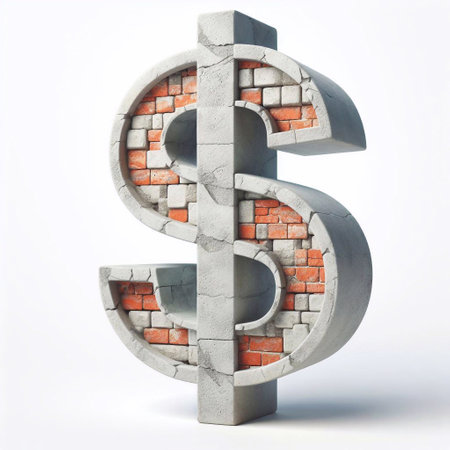 Dollar mark shape created from concrete and briks. AI generated illustrationの素材