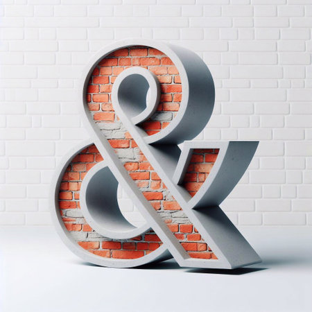 Ampersand mark shape created from concrete and briks. AI generated illustrationの素材