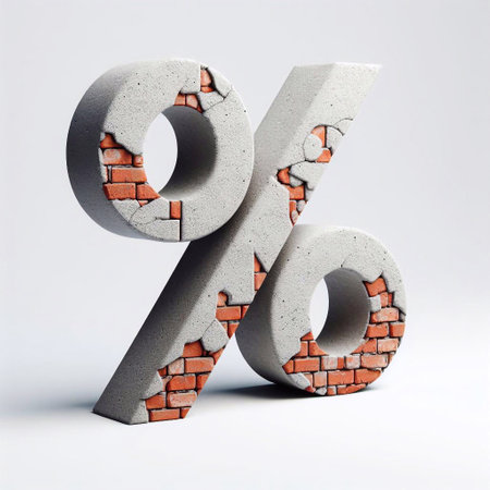 Percent mark shape created from concrete and briks. AI generated illustrationの素材