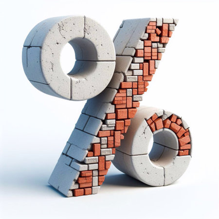 Percent mark shape created from concrete and briks. AI generated illustrationの素材