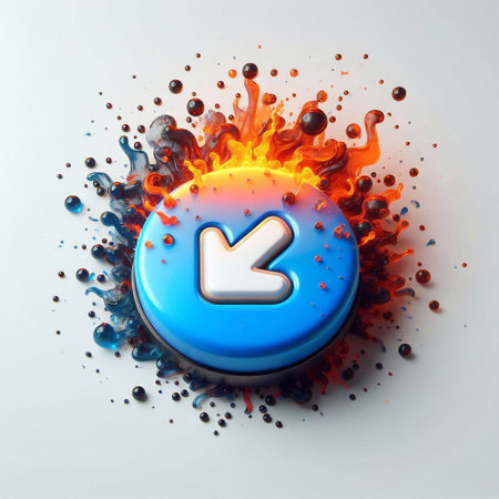 Download button. Blend water and fire splashes. AI generated illustrationの素材