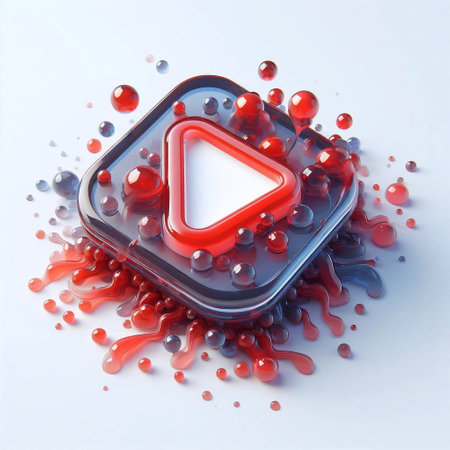 Red glass button blend with water and fire splashes. AI generated illustrationの素材