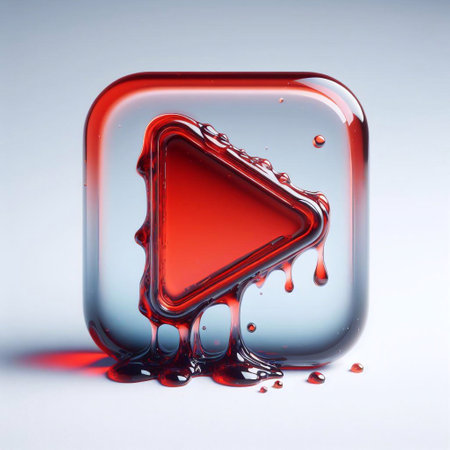 Red glass button blend with water and fire splashes. AI generated illustrationの素材