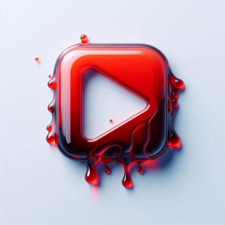 Red glass button blend with water and fire splashes. AI generated illustrationの素材