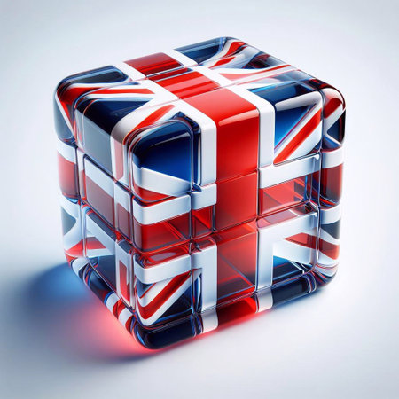 Glass shape United Kingdom flag. AI generated illustrationの素材