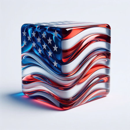 Glass shape USA flag. AI generated illustrationの素材
