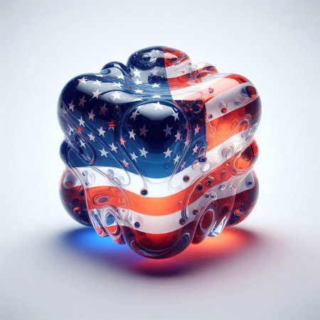 Glass shape USA flag. AI generated illustrationの素材