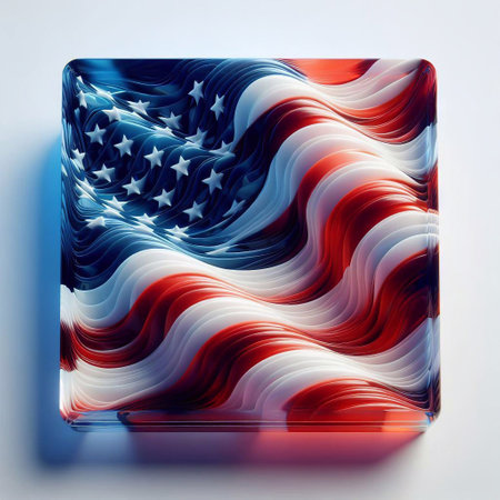 Glass shape USA flag. AI generated illustrationの素材
