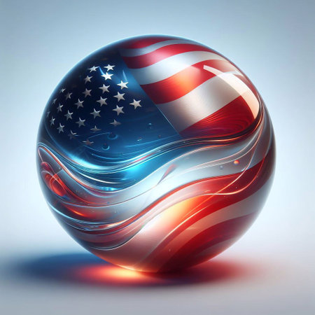 Glass shape USA flag. AI generated illustrationの素材