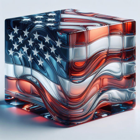 Glass shape USA flag. AI generated illustrationの素材