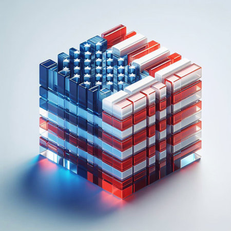 Glass shape USA flag. AI generated illustrationの素材