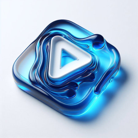 Blue glass button blend with water and fire splashes. AI generated illustrationの素材