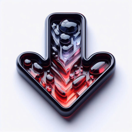 Download arrow button obsidian blend with red colors glass. AI generated illustrationの素材
