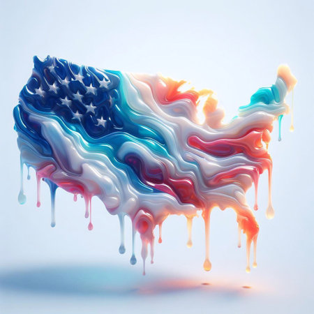 USA glass style map. AI generated illustrationの素材