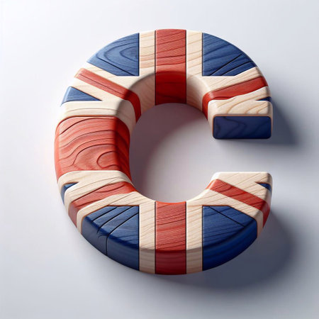 C letter United Kingdom letters shape 3D wooden Lettering Typeface. AI generated illustrationの素材