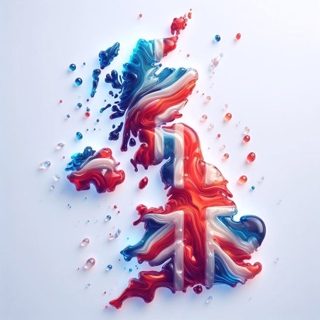United Kingdom glass style map. AI generated illustrationの素材