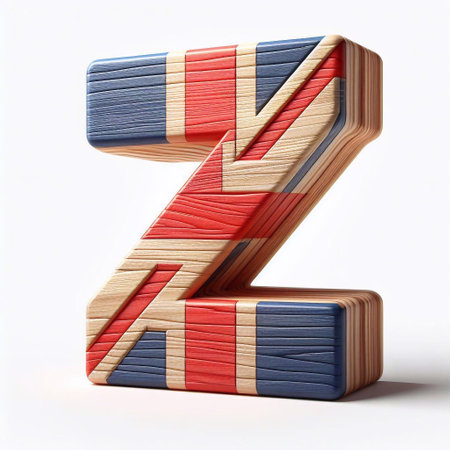 Z letter United Kingdom letters shape 3D wooden Lettering Typeface. AI generated illustrationの素材