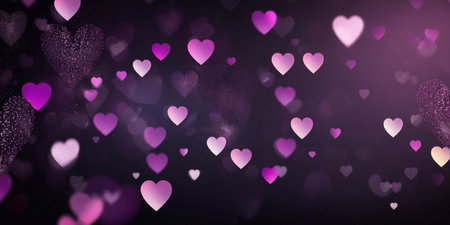 Bokeh heart shapes background. AI generated illustrationの素材