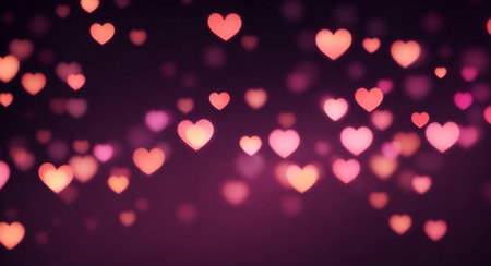 Bokeh heart shapes background. AI generated illustrationの素材