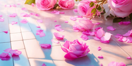 Roses in the room. AI generated illustrationの素材