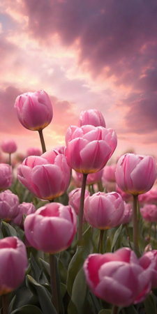 Whisper tale tulips flowers. AI generated illustrationの素材