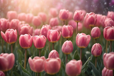 Whisper tale tulips flowers. AI generated illustrationの素材