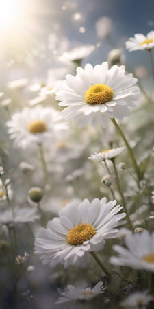 Whispers daisy meadow. AI generated illustrationの素材