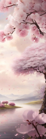 Whispers tale garden of Sakura. AI generated illustrationの素材
