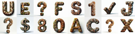 Animal lettering 3D. AI generated illustrationの素材