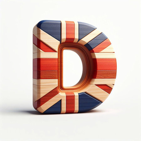 C letter United Kingdom letters shape 3D wooden Lettering Typeface. AI generated illustrationの素材