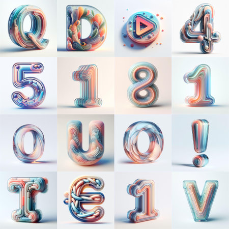 pastel colors blend glass 3D Lettering Typeface. AI generated illustrationの素材