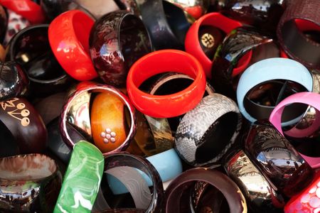 Indian Costume jewellery on tableの写真素材