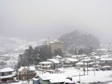 snowfall over countrysideの写真素材
