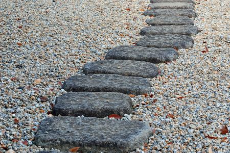 fragment of Japanese stone way in zen-garden, Tokyo Japanの写真素材