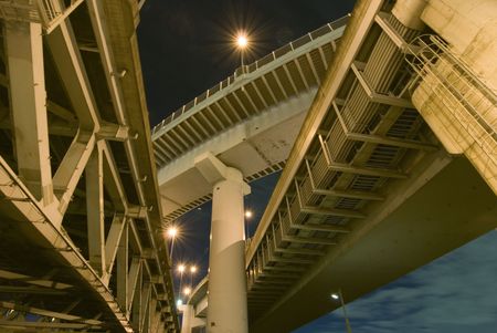 high density highways structure background over night sky, Tokyo, Japanの素材 [FY3103042661]