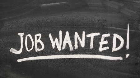 job wanted message handwritten on blackboardの写真素材