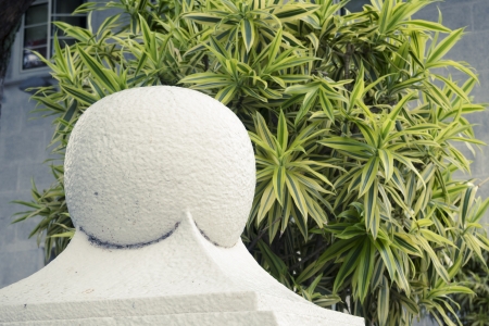 fragment of white decoration ball and green plant in Singaporeの写真素材