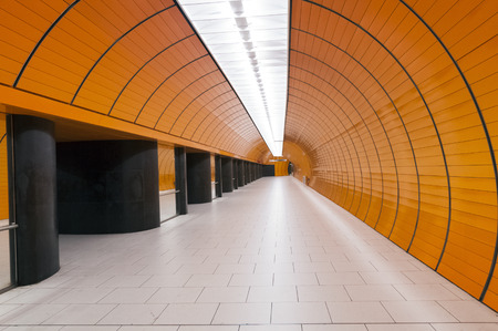 modern underground corridor interior with ceiling light