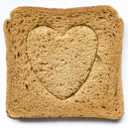 grilled toast with heart symbol embossing 