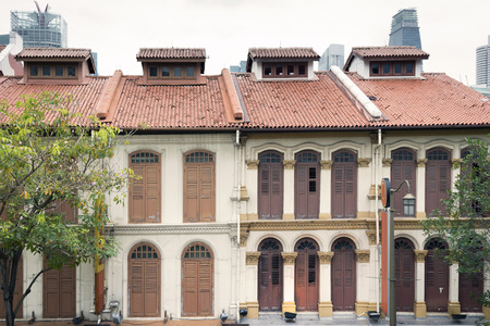 traditional residential buildings in Singapore Chinatownのeditorial素材